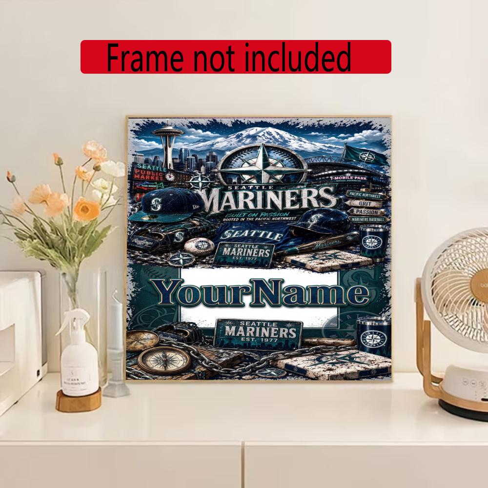 Seattle Seahawks Customize Your Name Diamond Painting Round Diamond Diy Frameless Holiday Artwork Suitable For Home Office Wall Decoration
