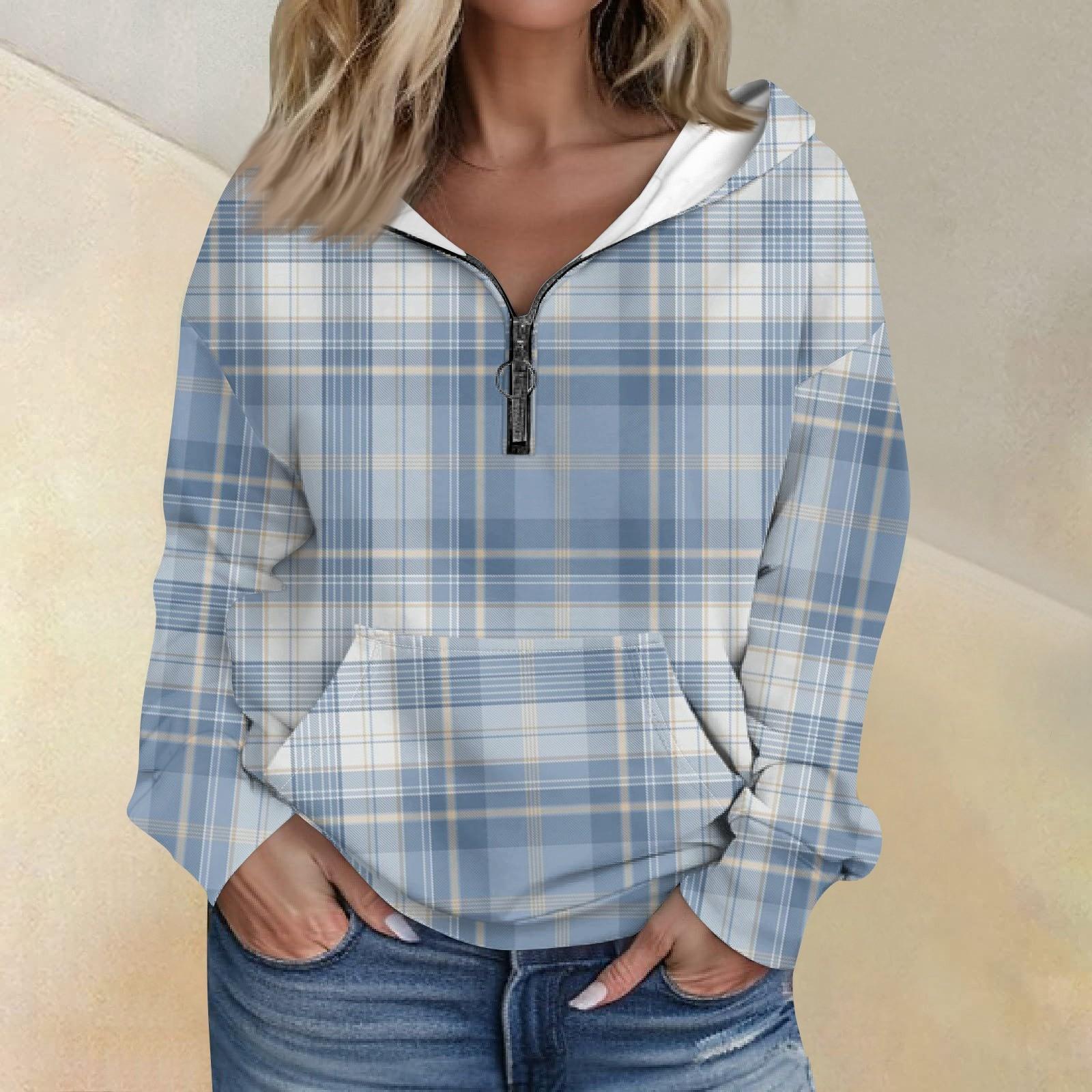 

Женская мода с длинным рукавом и принтом, свободная толстовка с капюшоном на молнии и карманами XL