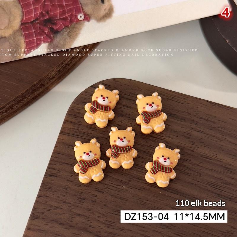 10 ks Kawaii Vánoční perníček los pryskyřičné ozdoby na nehty kreslené kreativní žlutý medvídek sněhulák dekorace na nehty DIY nehty