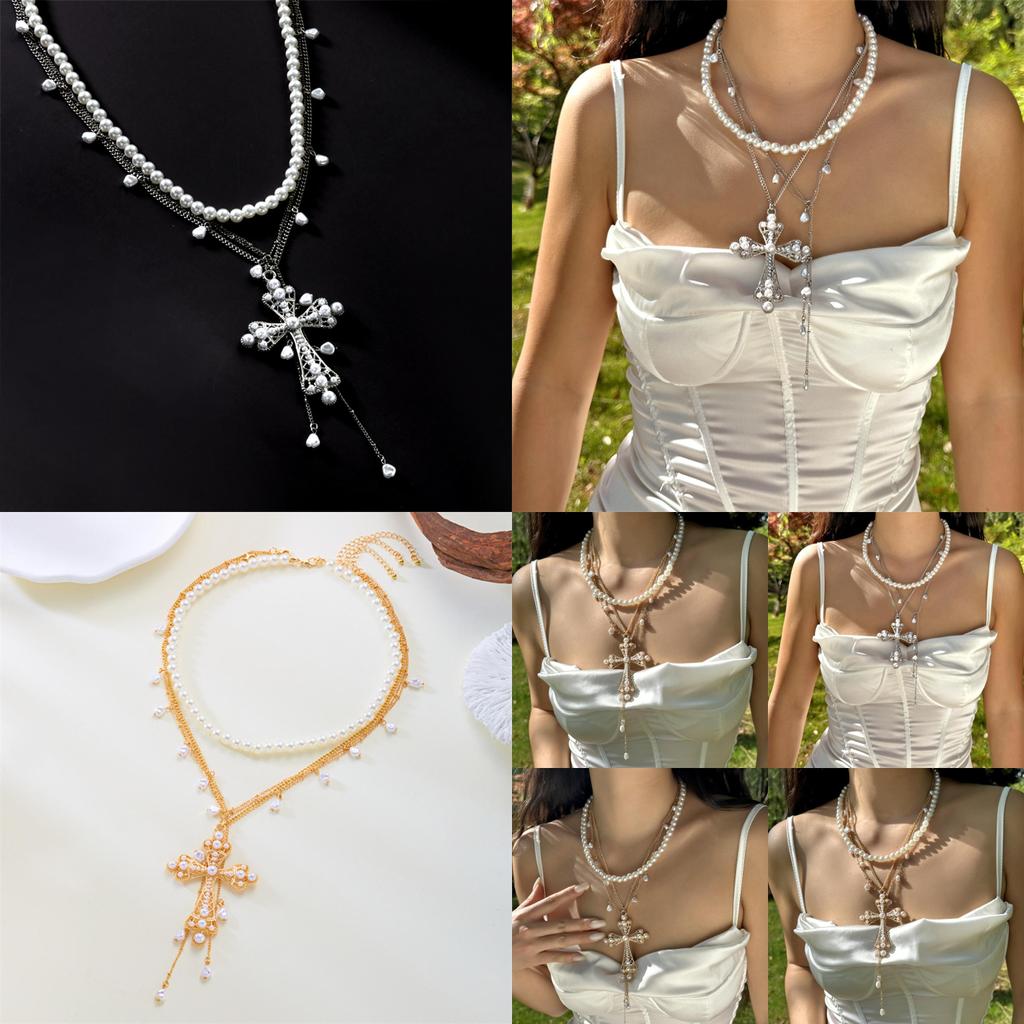 Barocke Kreuzkette mit Perle für Liebhaber von Vintage-Schmuck