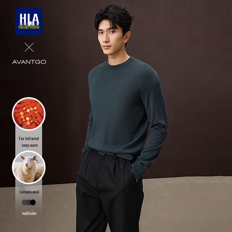 

HLA Men s 30% Wool Blend Round Neck Sweater L