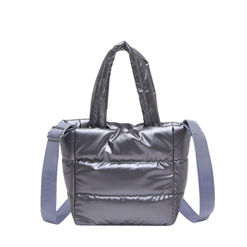 Simple Quilted Crossbody Shoulder Bag for Women, Lightweight Cotton Handbag, Casual Stitched Bucket Bag for Daily Wear CLE