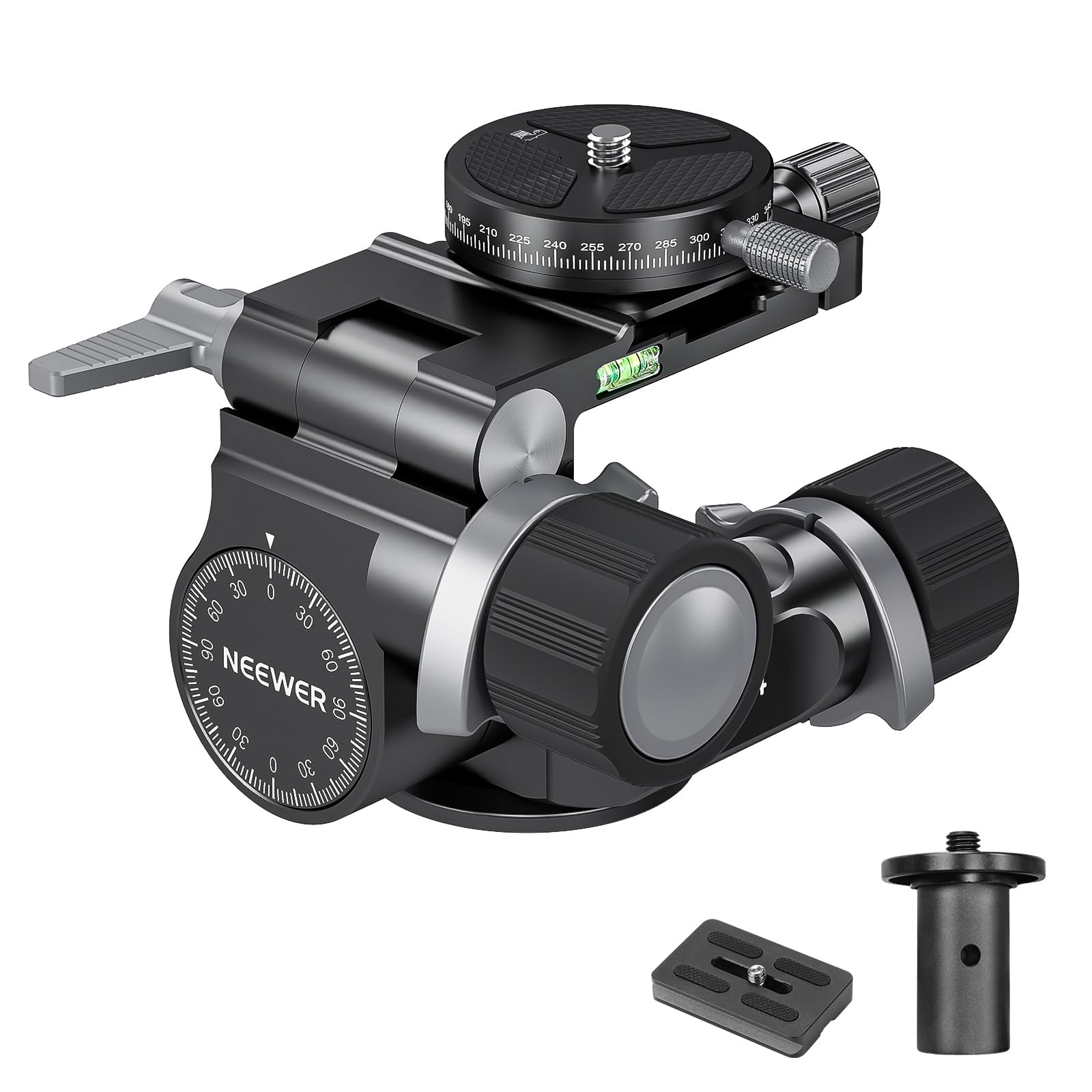 

NEEWER TH14 Gear Tripod Aluminum Alloy QR Large Fine Dual Maximum Load for DSLR Cameras 2-Way Head, 2-Axis Pan/Tilt Head, Construction,