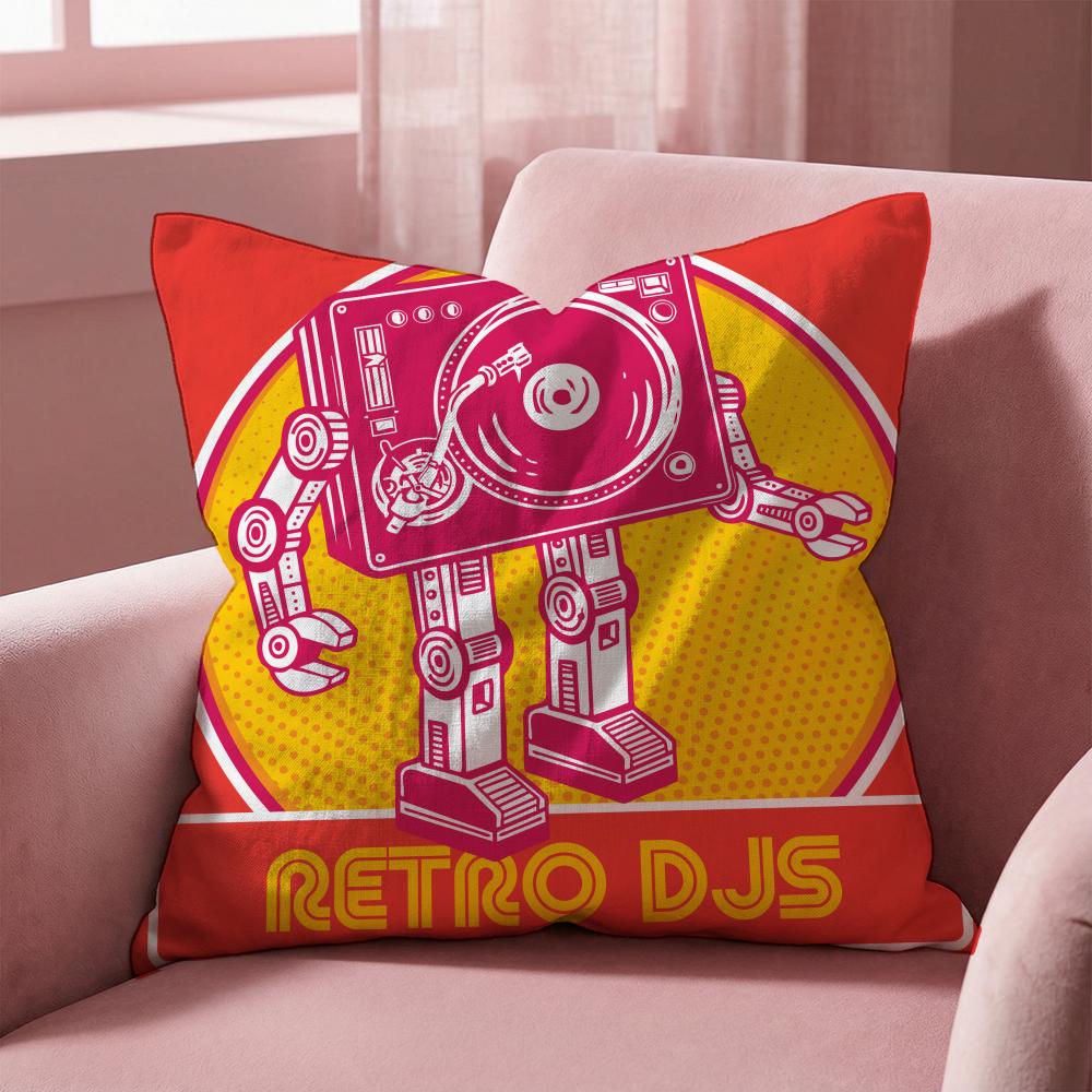 Retro Speaker Piano Rock Cushion Cover Multi-Scene Pillow Cover for Home & Car - Reversible, Soft & Durable for Daily Use