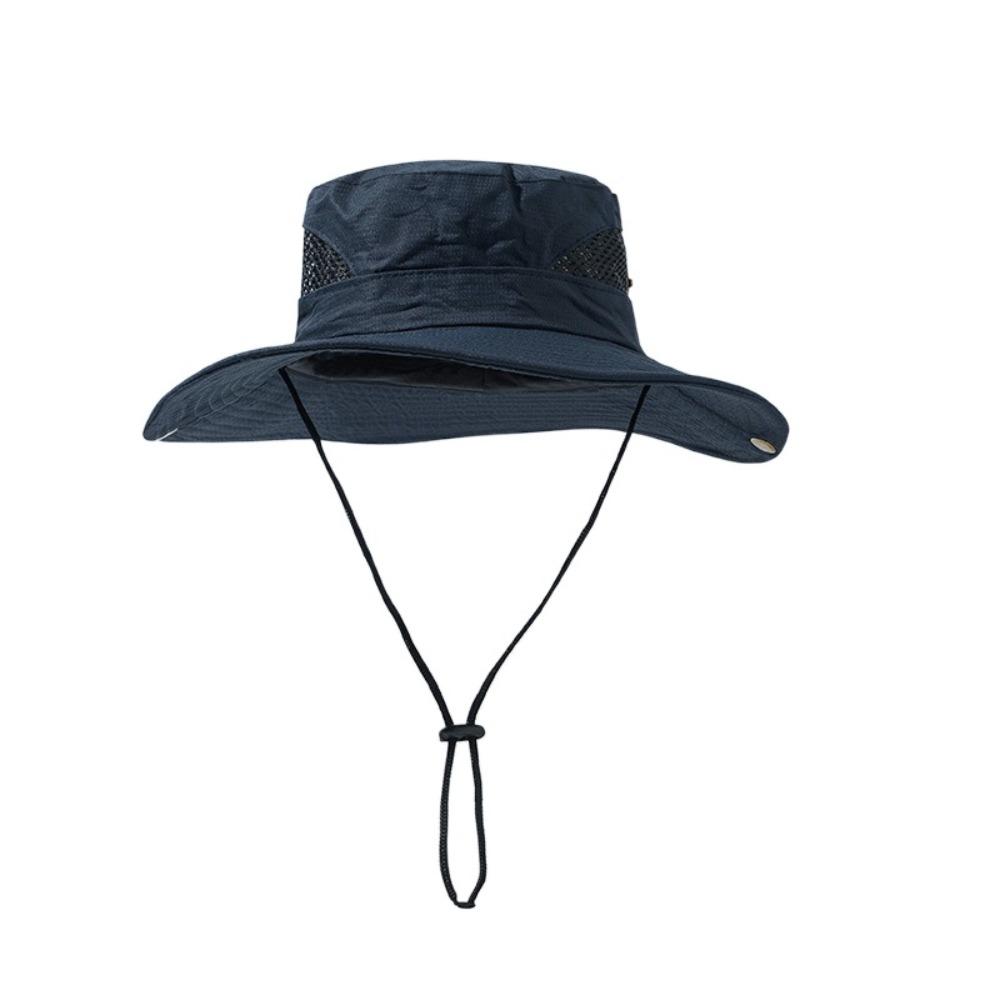 Windproof Portable Big Visors Wide Brim Anti-UV Fishing Cap Breathable Foldable Bucket Hat Hiking