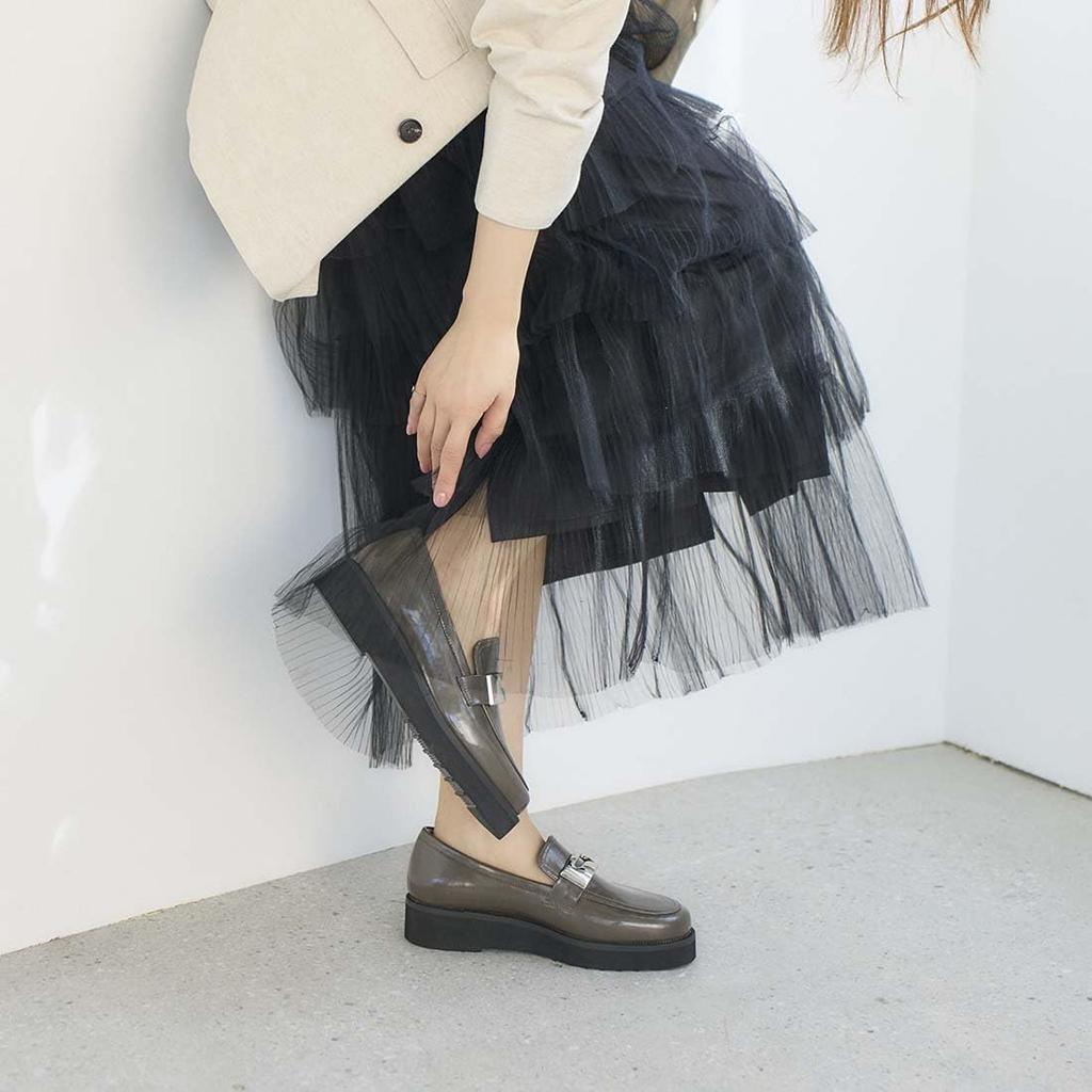 Carino CAWG52015 Women's Loafers, Dark Gray, Size 23.5 Cm