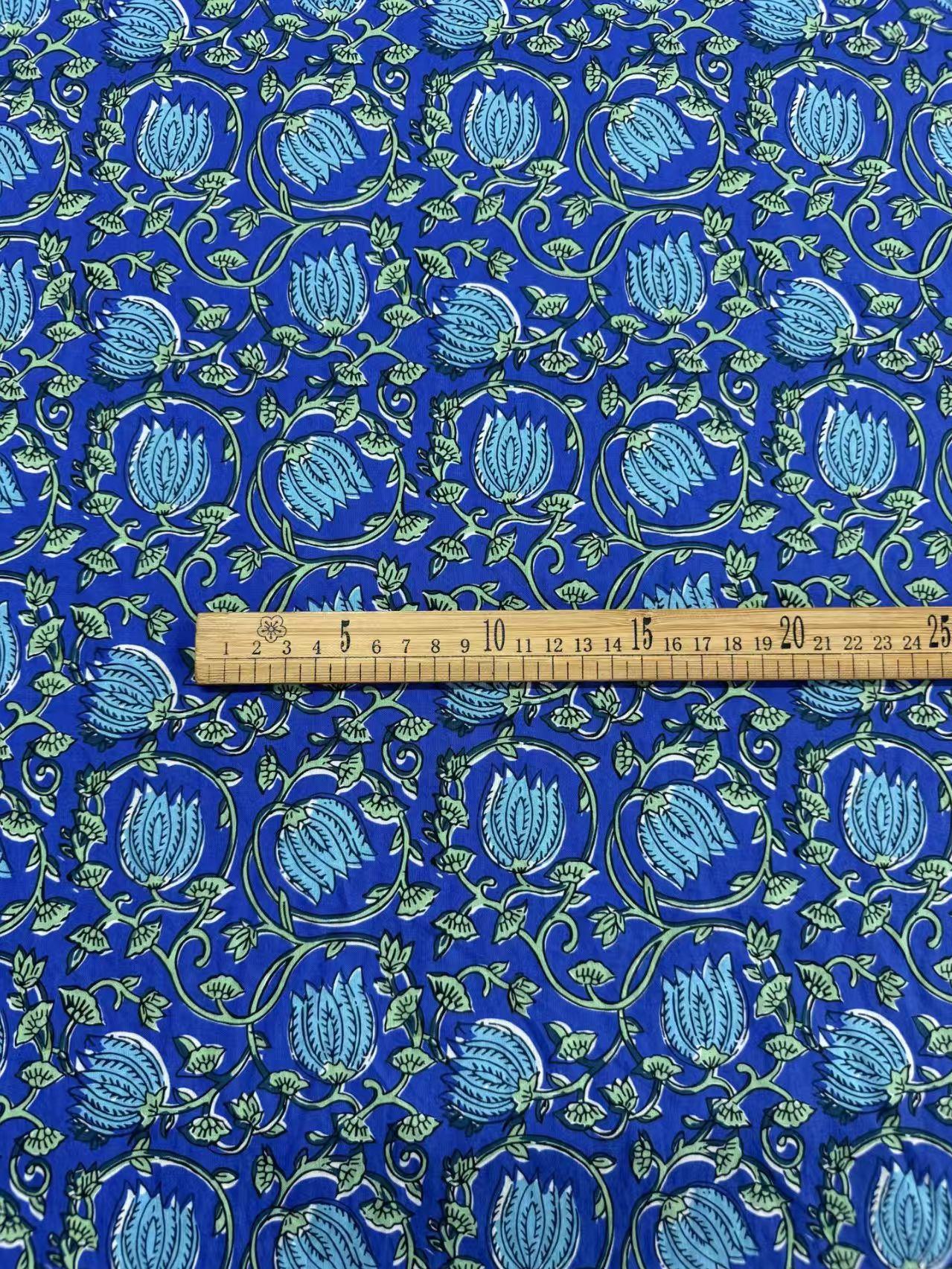 Floral Block-Printed Cotton Skin-Friendly Cotton Fabric for Dresses,shirt, Vest