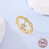 Original 925 Sterling Silver Golden Star Chain  Rings for Women Girls Jewelry Birthday Anniversary Gifts
