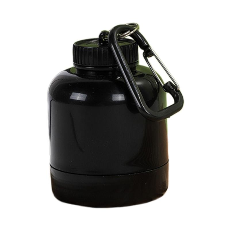 

Portables Protein Powder Bottles with Keychains Health Funnel Medicine Box Container Small Cup Outdoor Sport Storage чорний
