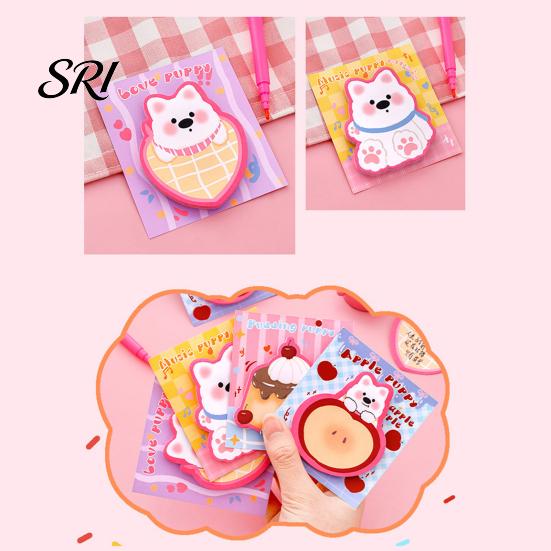 Creative Message Pads 4Pcs Cartoon Dog Shape Note Set Cute Self-Adhesive Memo Soft Adhesive Sheets for Students Office Removable Notepads Reminders