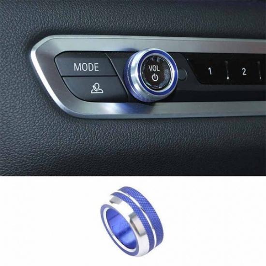 For BMW 3-Series 19-22 G20 Button Cover Aluminum Blue Car Console Volume Switch