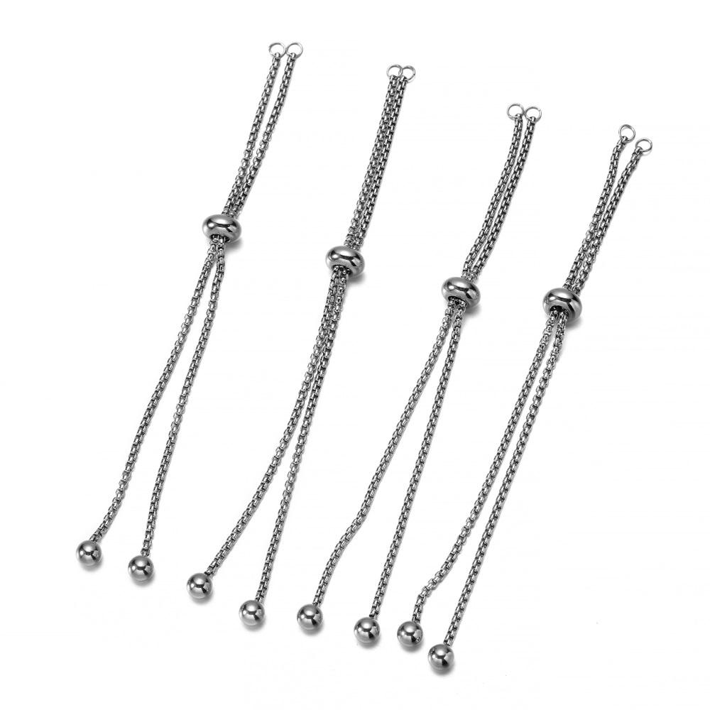 3/4pcs Stainless Steel Adjustable Slider Chain for Jewelry Making DIY Loops Connector Pendants Bracelets Chain Material Findings