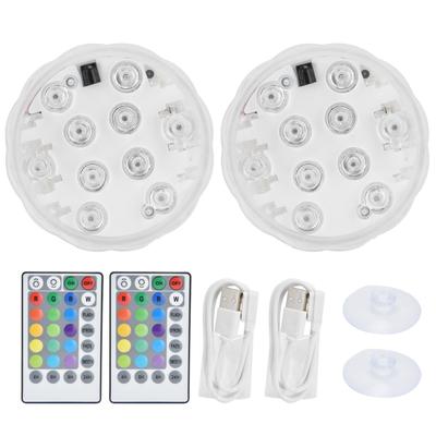 2Pcs 10LED Diving Light 16?Color USB Charging with 28?Key Remote Control Timing Underwater Lamp