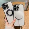 Luxury Logo Window Magnet Wireless Charger Plating Clear Case For iPhone 16 15 14 13 12 11 Pro Max Plus Back Cover For Magsafe