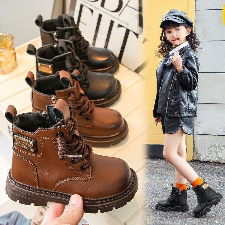 Boys Martin boots 2025 winter new children's velvet Wenzhou leather shoes children's warm cotton shoes