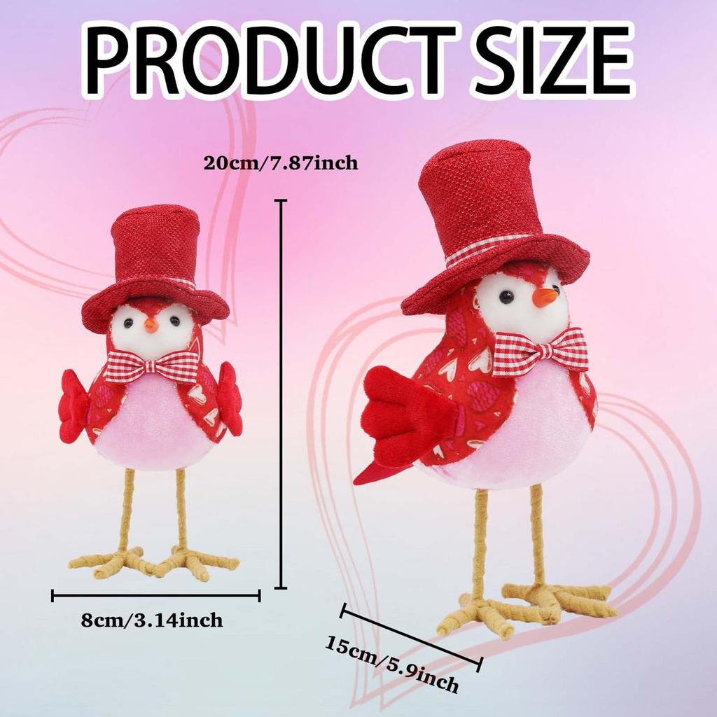 Valentine's Day Standing Bird Ornament Fabric Cute Love Bird Home Decoration Desktop Shelving Ornament Romantic Novelty Gift