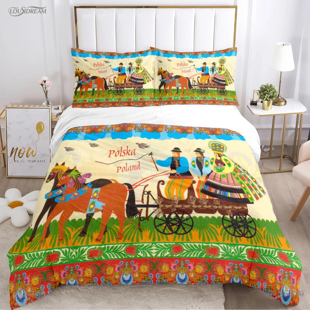Fashion Ethnic Frame Horse Duvet Cover Comforter Bedding set Soft Quilt Cover and Pillowcases for Teens Single/Double/Queen/King
