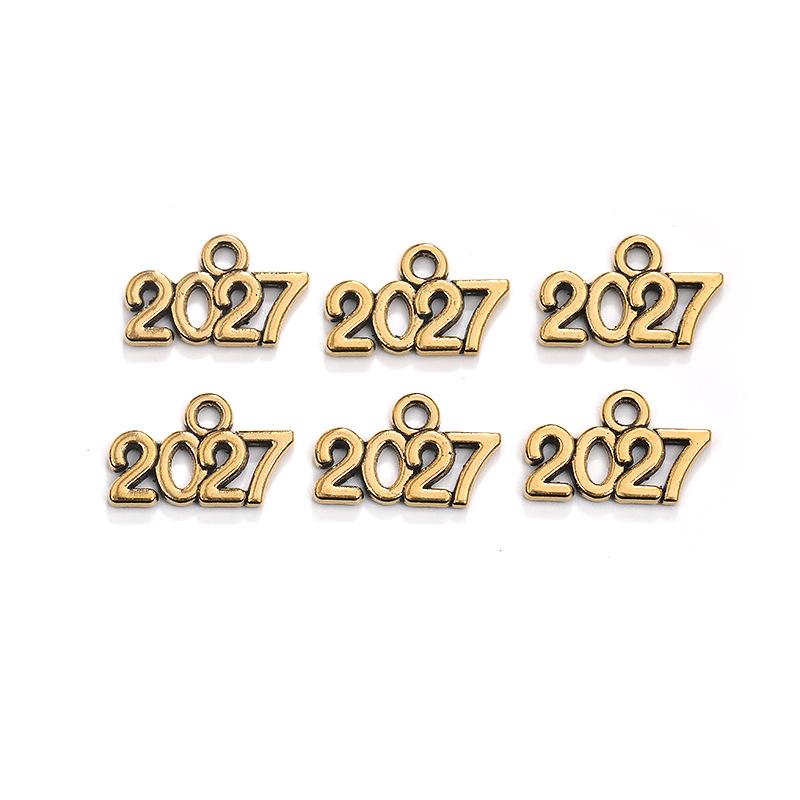 50Pcs Vintage Alloy 9*14Mm Number Charms 2026 2027 Year Pendants Diy Earring Bracelet Necklace Jewelry Making Crafts Accessories