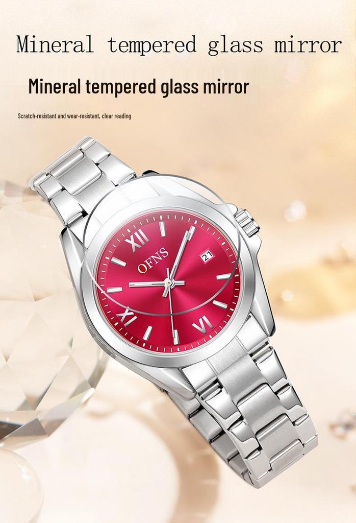 European Empress Dowager Roman Quartz Ladies' Wristwatch - Waterproof, Steel Band, Elegant Sun Pattern Design