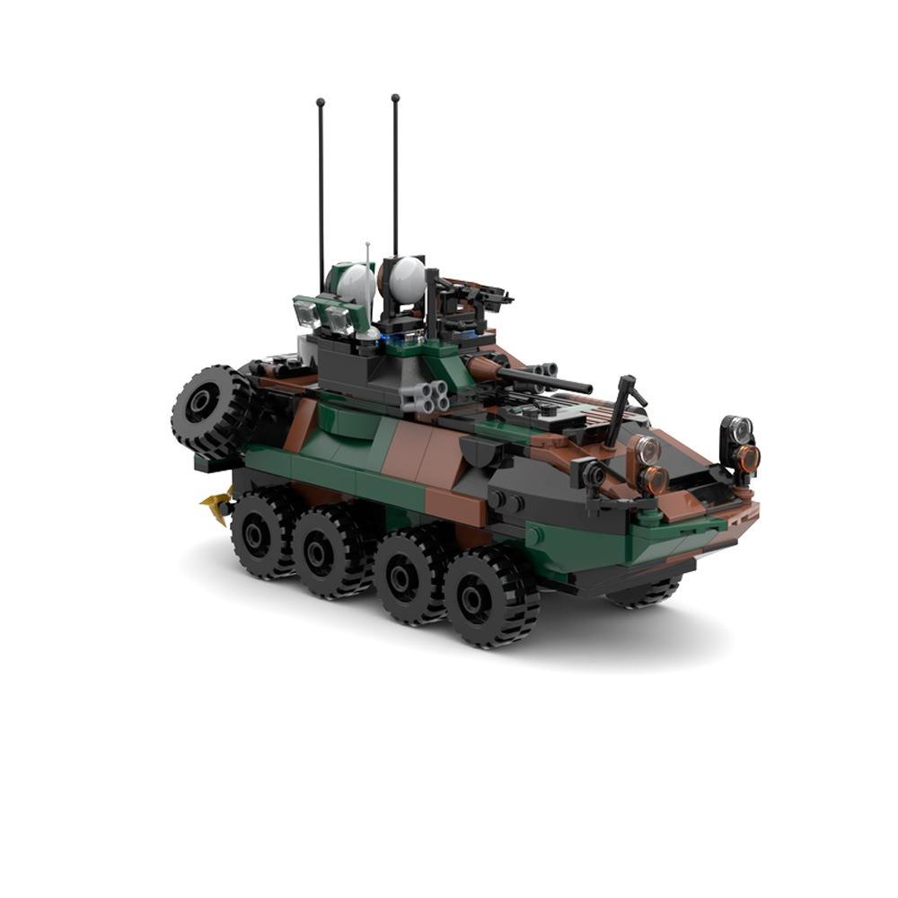 Militärische Kriegsserie Deutschland LAV-25 Leichtes Fahrzeug Baustein Modell Techniksteine Puzzle Spielzeug WW2 US-Panzerwagen STEM DIY Modellbausatz 3D