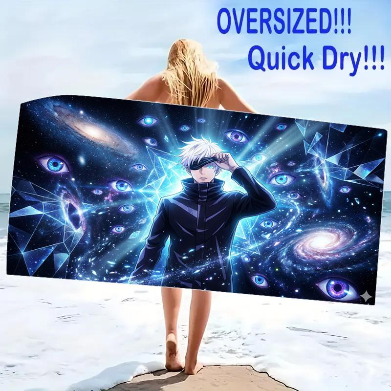 Gojo Satoru Print Beach Towel, Large Soft Quick Dry Towel for Beach Camping Swimming