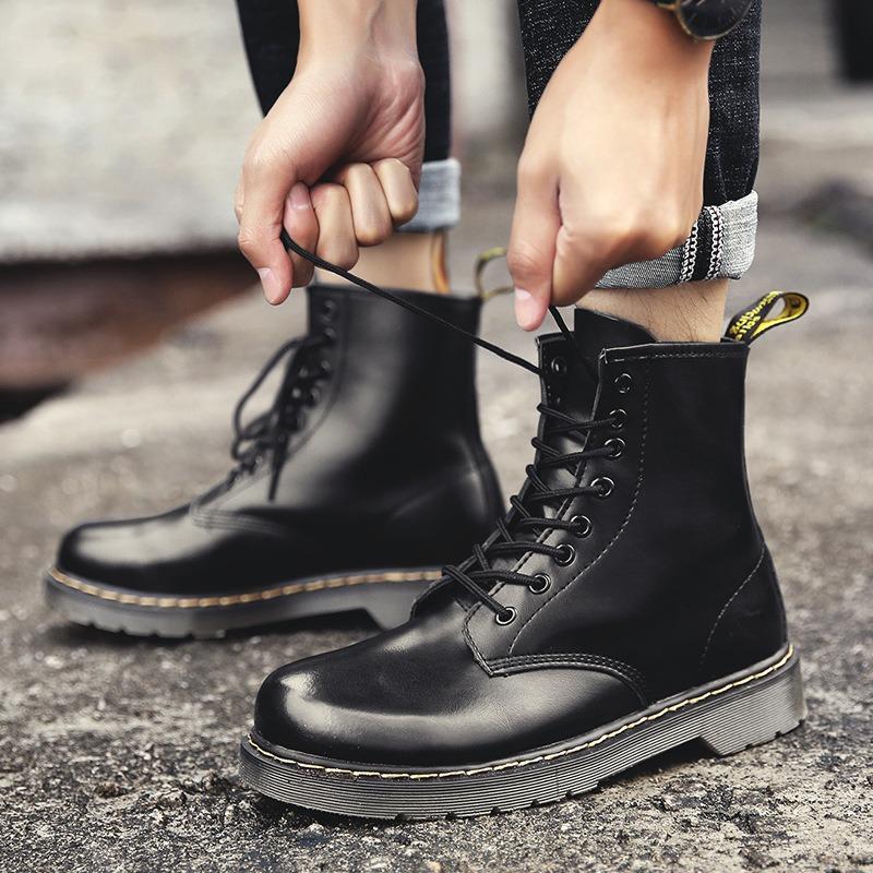 Leather Martin Boots Men's British Leather Boots Medium and High Top Spring and Autumn Large Size Boots Large Size Martin Shoes
