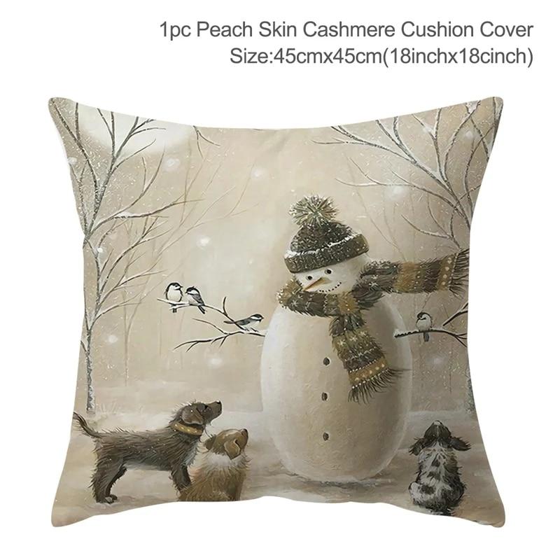 Santa Claus Christmas Tree Snow Scene Snowman Animal Deer Rabbit Bird Fox Sofa Seat Bedroom Car Office Decoration Pillowcase