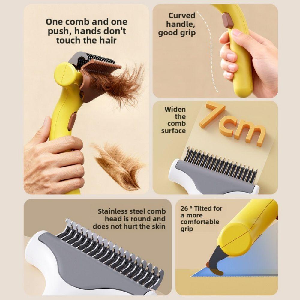 Stainless Steel Blade Dog Hair Removal Brush Anti-Tangle Easy to Grip Dog Detangling Comb Shedding Tool Cat Fur Remover Home Use