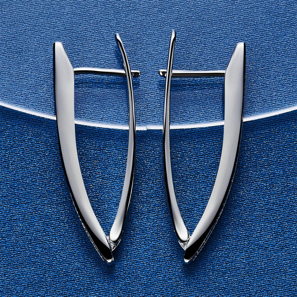 Elegant 925 Sterling Silver Delicate V-Shaped Zircon Earrings for Women, Charming Jewelry, Gifts, Party Accessories