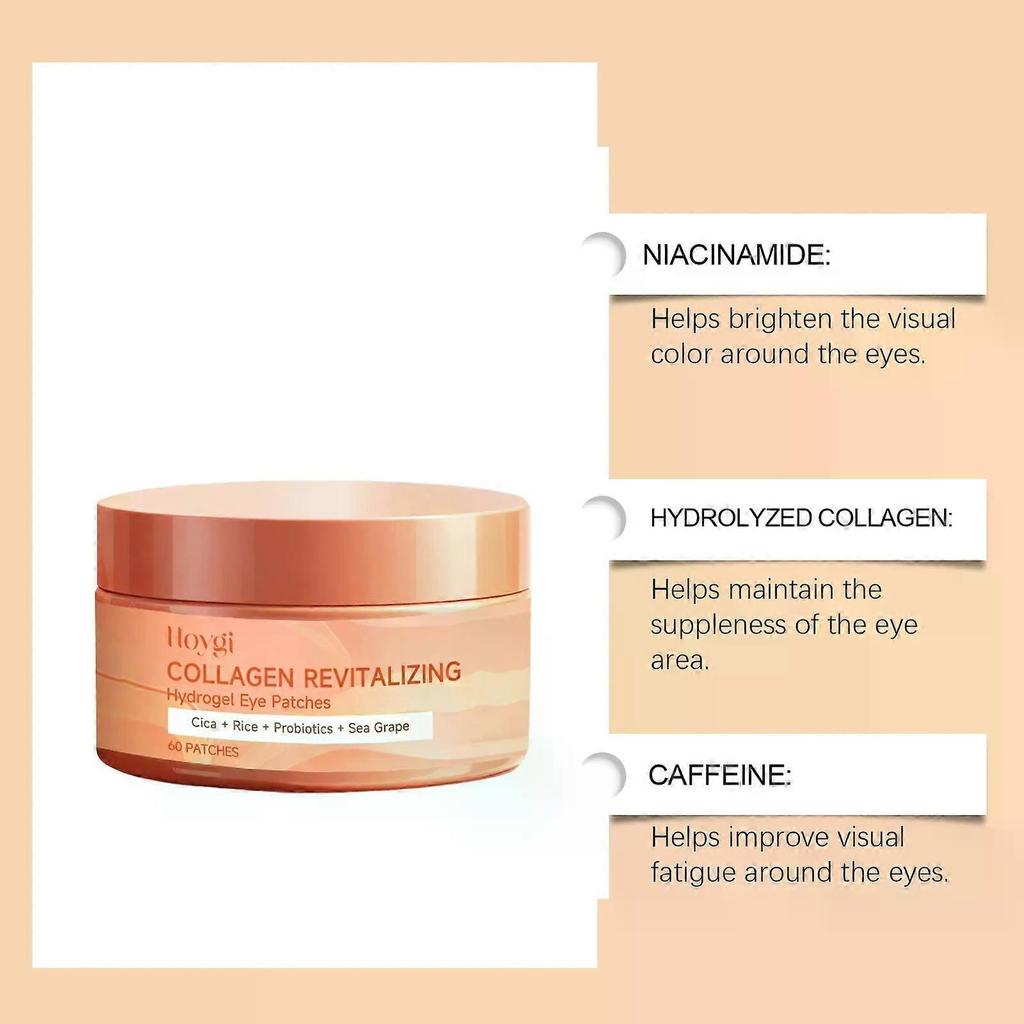 Collagen Revitalizing Hydrogel Eye Patches, 60-Pack Under Eye Masks For Dark Circles & Hydration