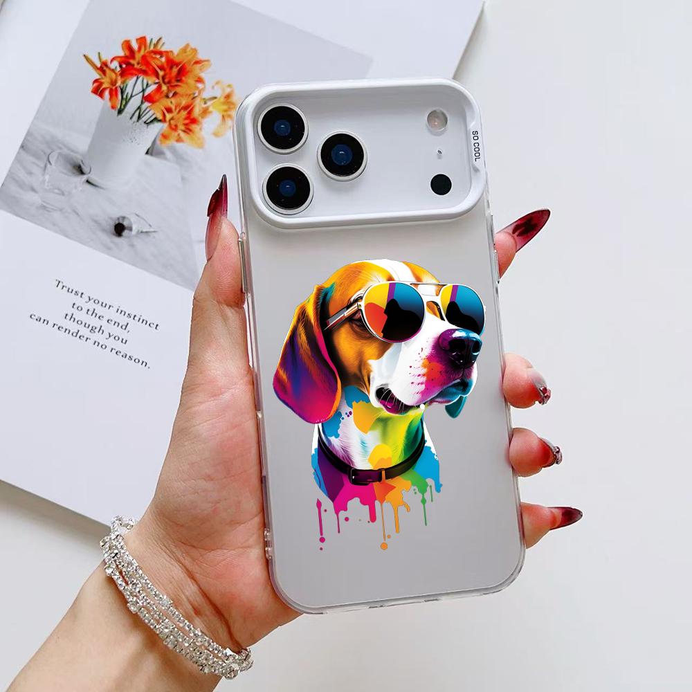 Cute Cat and Dog Phone Case For iPhone 17 16 15 14 13 12 11 Pro Max Air Matte Laser Aurora Shockproof Funda