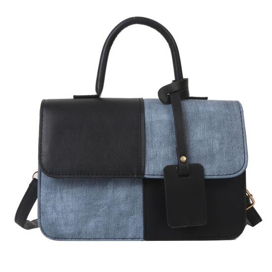 Women PU Leather Bag Shoulder Bag Patchwork Stylish Crossbody Handbag Stylish Top чёрный