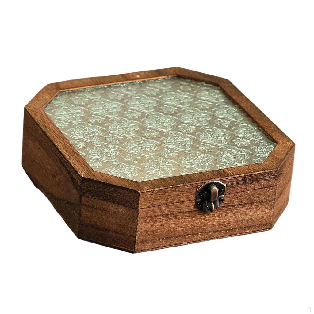Elegant And Sturdy Wooden Jewelry Storage Box with Lid, Ideal for Earrings, Medals, Bracelets,