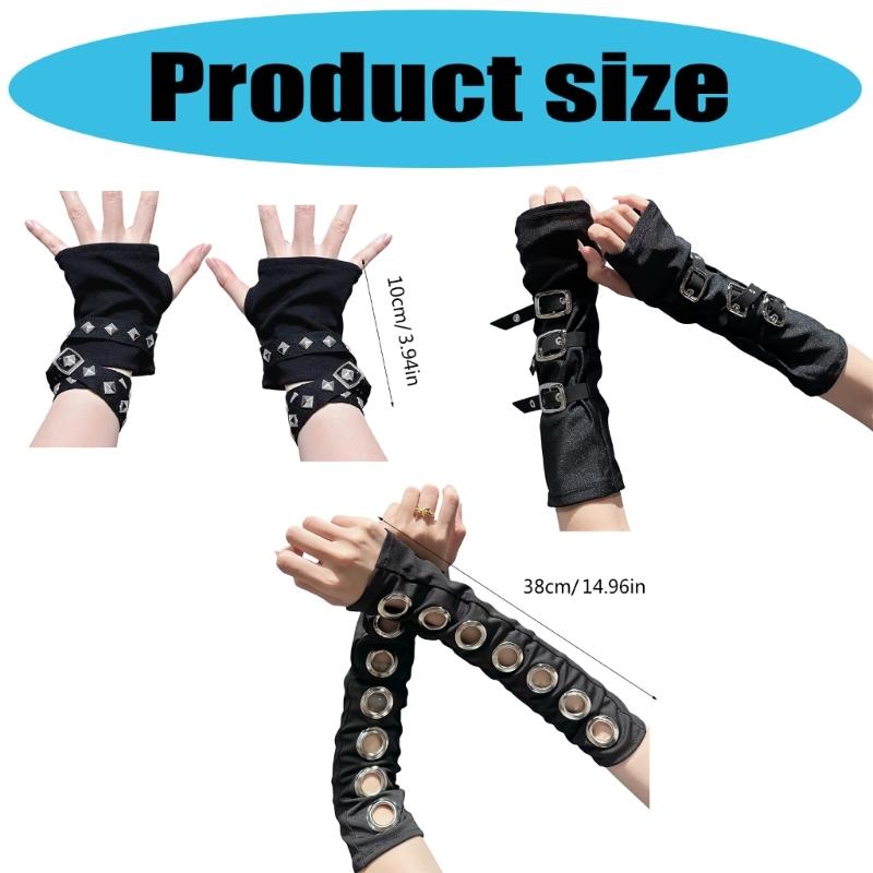 Punk Arm Sleeves Breathable Stretchy Design Armwear Sleeveless Gloves Cuffs Sleeves For Music Festival and Street Wear