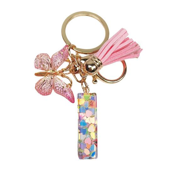 Heart Keyring Keychain Pendant Epoxy Resin Pink 10.7 Cm/4.21 In 1 Pc