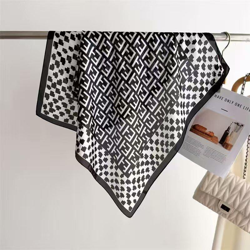 Silk Square Scarf: Women's Korean-Style, Double-Sided Print for Professional Wear