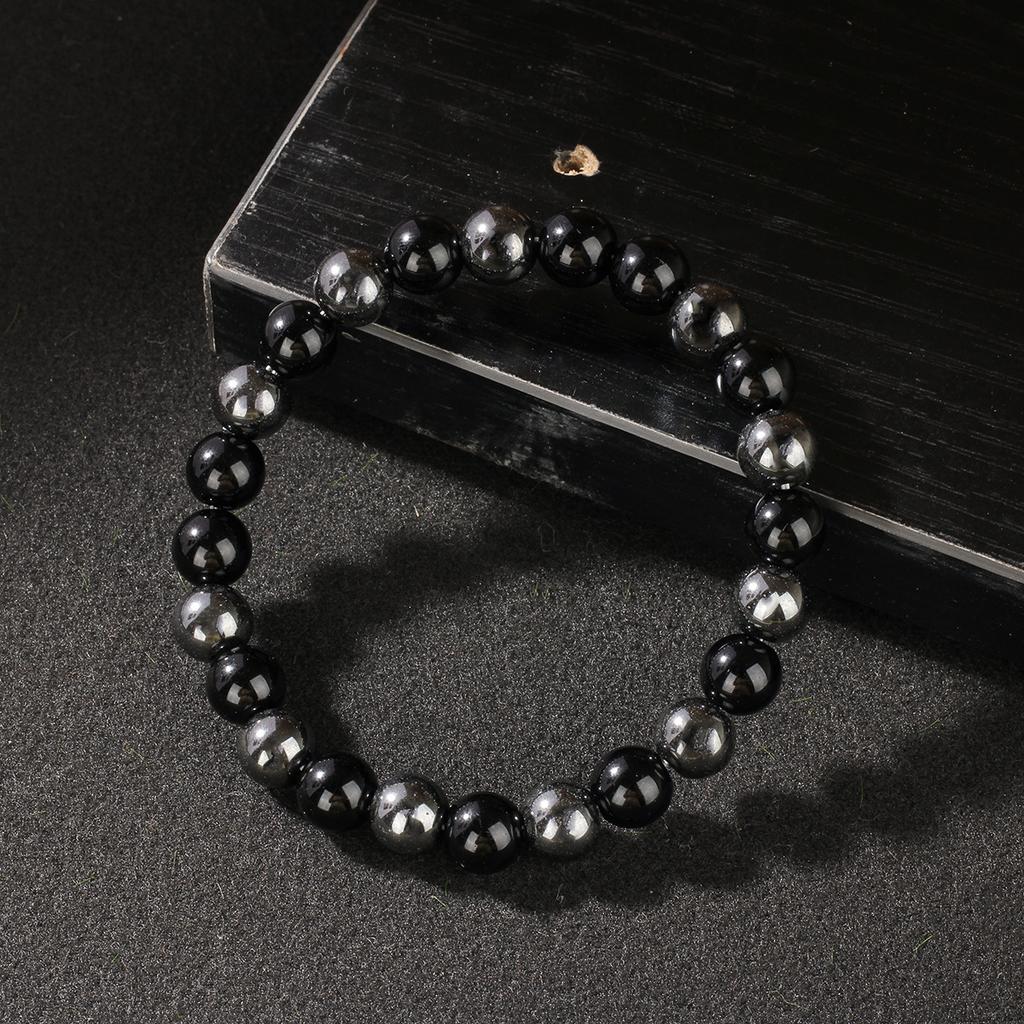 Simple men's bracelet, black iron gallstone bracelet, batch goods, European and American street bracelet beads.
