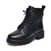 Round head Martin boots women's lace-up short boots basic first-layer cowhide women's cotton boots leather boots