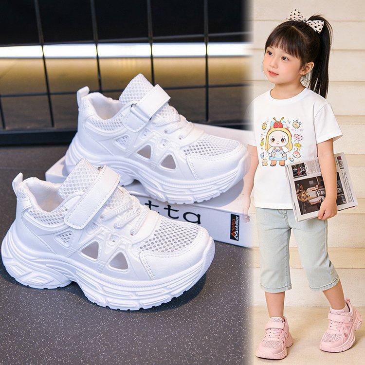 Summer Sport Shoes For Children Hollow Out Breathable Teenager Kid's Sneakers Anti-slippery Outdoor Running Footwear Boys Girls