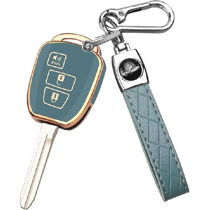 QBUC for Toyota Key Fob Cover with Keychain,Soft TPU Full Protection key fob cover Fit for Toyota 4Runner Corolla Tacoma etc