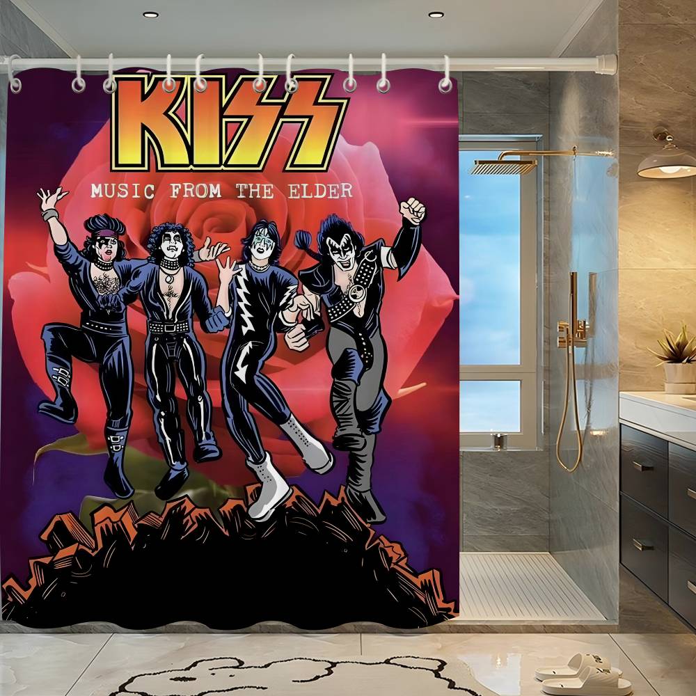 Duschvorhang mit K-Kiss-Bandmuster, blickdicht, wasserdicht