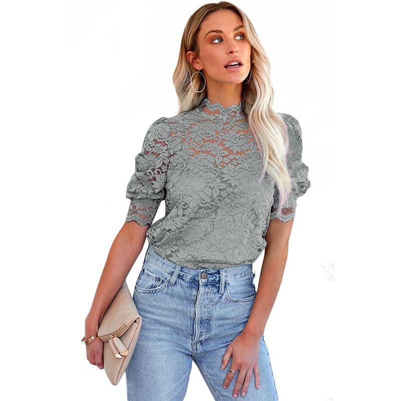 

Американская Shiying Кружевная Ажурная Футболка с Полурукавом Женская 2025 Лето Новая Мода Темпераментная Универсальная Толстовка Gray S(Code fits (45.00 kg-55.00 kg)