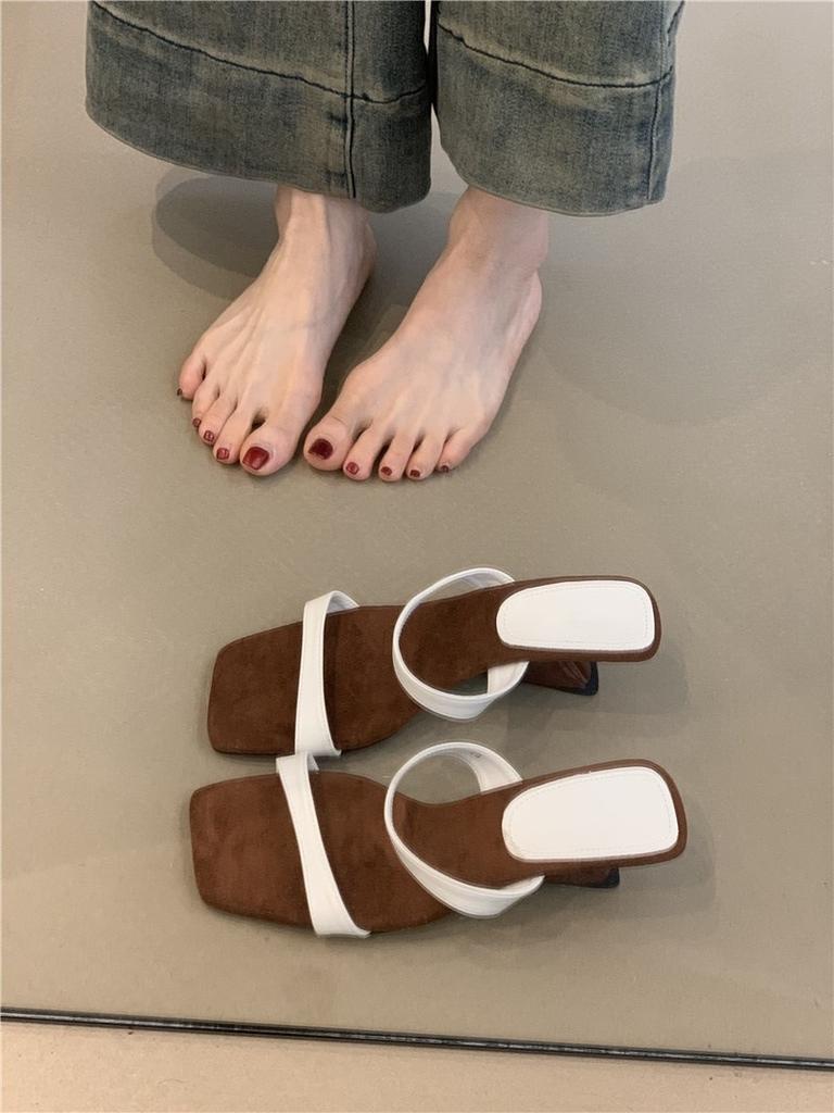 Design sense niche sandals 2025 summer French gentle fairy wind open toe high heel wedge cool slippers