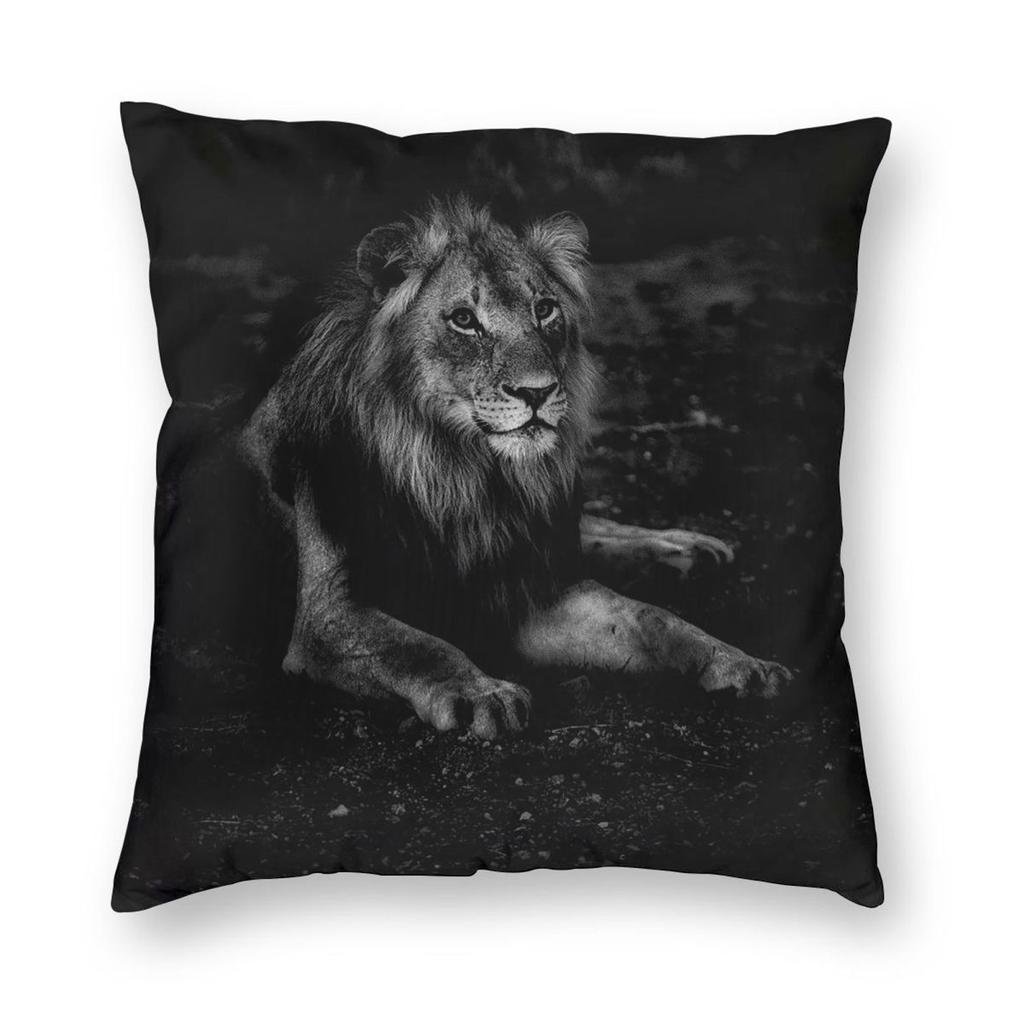 Four Animal Head Lion Tiger Black Panther And Wolf Square Pillowcase Pillow Cover Cushion Throw Pillow for Home Sofa Living Room