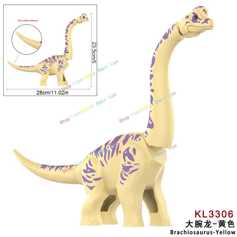 

23.5СМ Юрский Мир Динозавров Серо-желто-оранжево-розово-зеленый брахиозавр MOC Сборные строительные блоки Динозавры Кирпичики мини-фигурки Игрушки