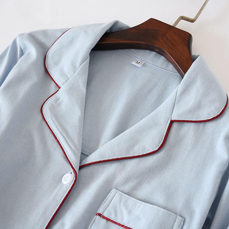 Spring Summer Women's Long Knit Cotton Sleep Tops Women Cardigan Long Sleeve Nightgowns Solid Lapel Sleepwear Nighty for Ladies Home Clothes