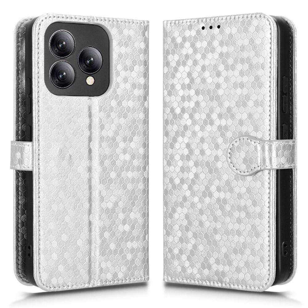 For Cubot A40 Wallet Case Dot Pattern Imprint PU Leather Phone Cover with Wrist Strap