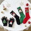 Christmas Stockings Children Autumn and Winter New Plush Socks Christmas Bow Natal Year Medium Tube Lolita Christmas Red