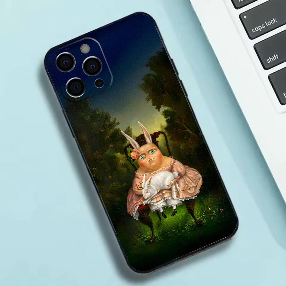 Vintage Rabbit Aristocrat Phone Case Silicone Soft For IPhone 17 16 15 14 13 12 11 X XR Plus Pro Max Plus