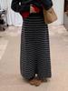 BRIVIN Women's Winter High-Waist Striped Knit A-Line Skirt